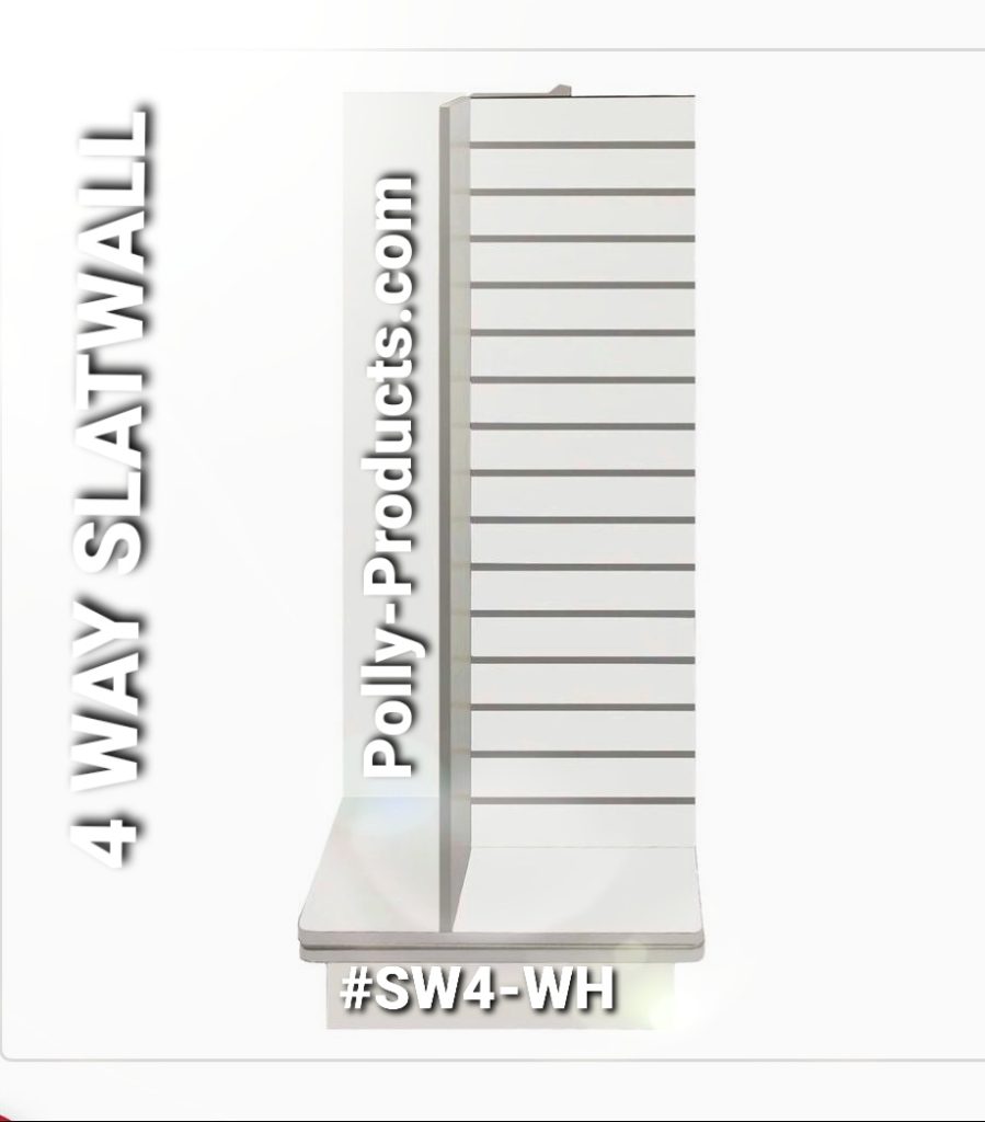 #SW4-WH WHITE OR MAPLE (-M), SLATWALL STORAGE, ORGANIZATION, AND VISUAL MERCHANDISING DISPLAYS FROM POLLY PRODUCTS 
