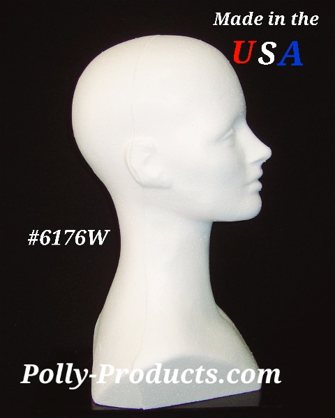 6176W-L-SIDE View PPC USA Mannequin head 15"