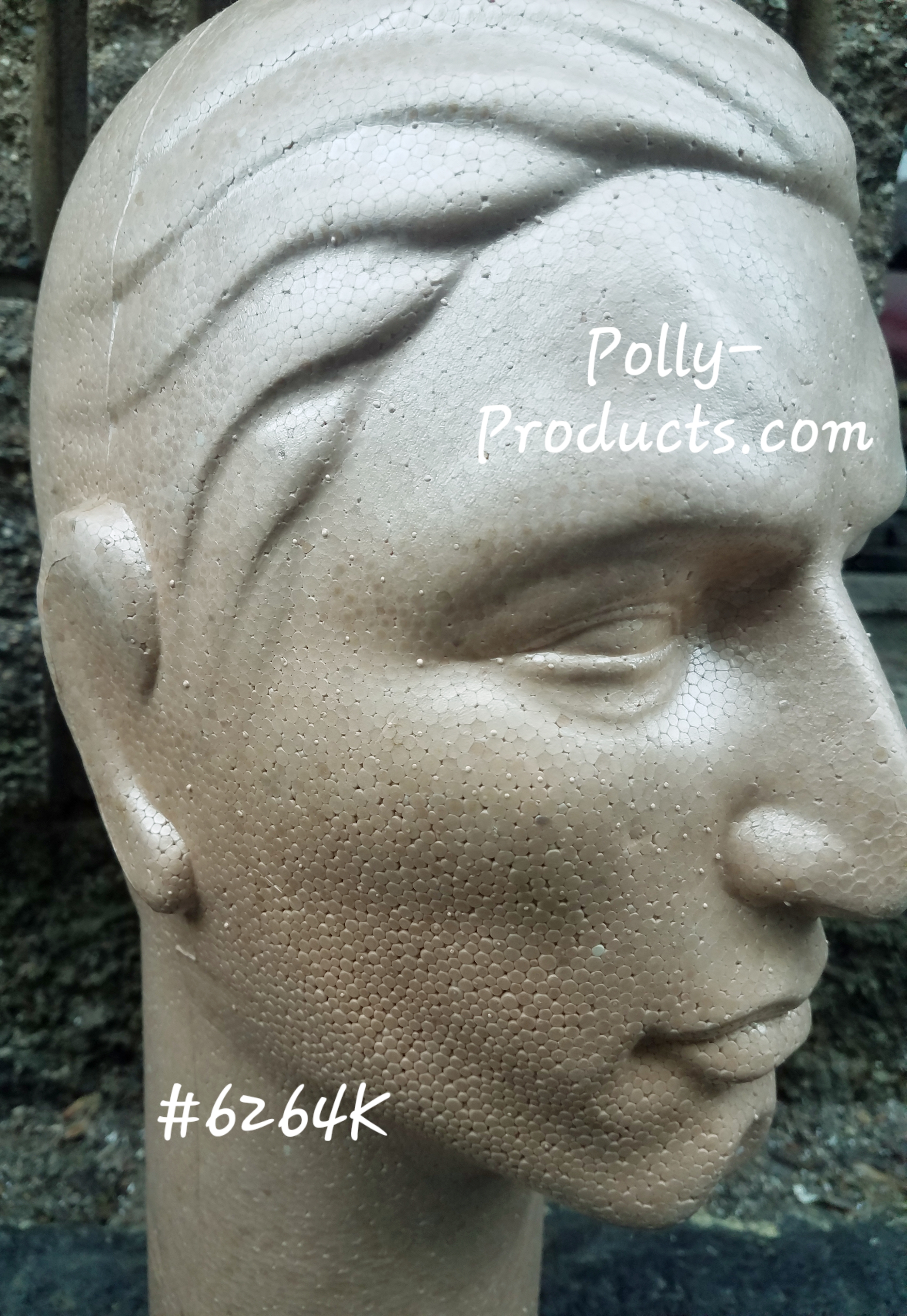#6264K 16"H MALE STYLIZED MANNEQUIN HEAD- KRAFT / LIGHT TAN BY POLLY PRODUCTS