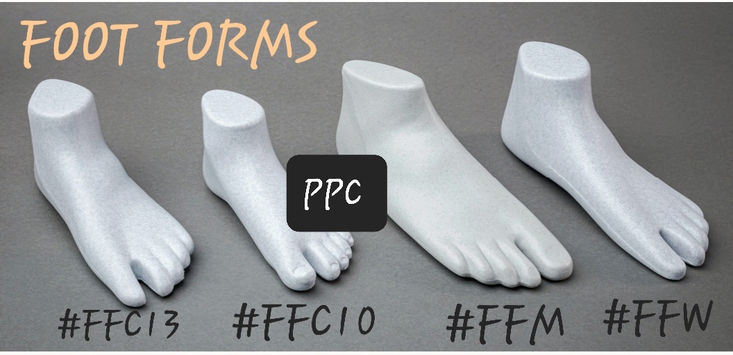 FOOT FORMS 4 SIZES FROM POLLY PRODUCTS COMPANY. MADE IN THE USA 