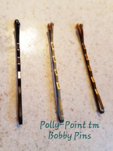 POLLY PRODUCTS POLLY-POINT tm BLACK, BLONDE, AND BRONZE 2" L BOBBY PINS: BOXES IN 1/2 LB., 1 LB., AND 60 COUNT RETAIL CARDS