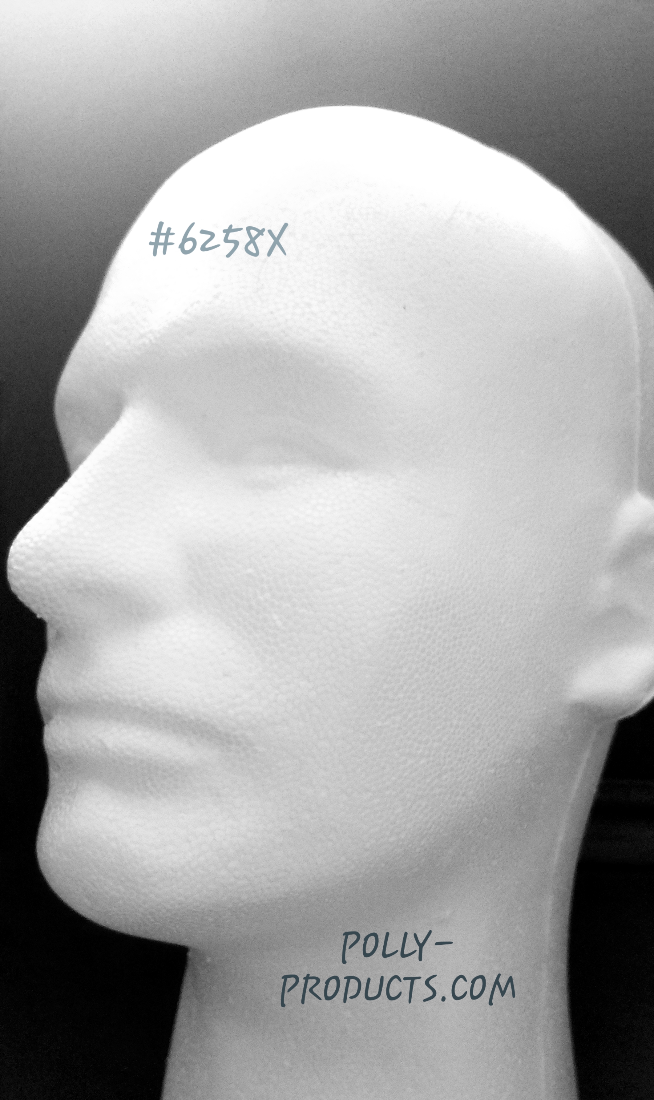 #6258X 12"H MALE CAP-HAT-MASK HEAD FORM BY POLLY PRODUCTS. MADE IN THE USA QUALITY 
