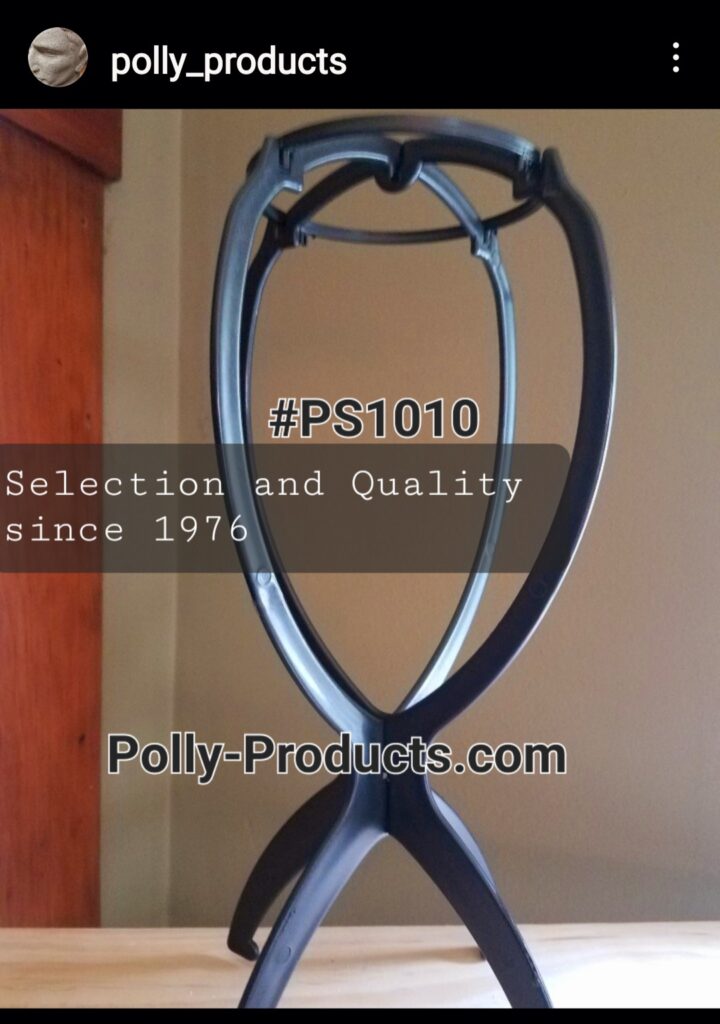 #PS1010 POLLY PRODUCTS BLACK PLASTIC WIG STANDS, 14.5"H. TRAVEL, STYLING, SETTING, DRYING, & STORAGE 