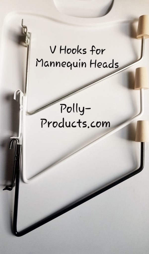 POLLY PRODUCTS COMPANY V-HOOKS FOR MANNEQUIN HEADS FOR SLAT-PEG-GRIDWALL