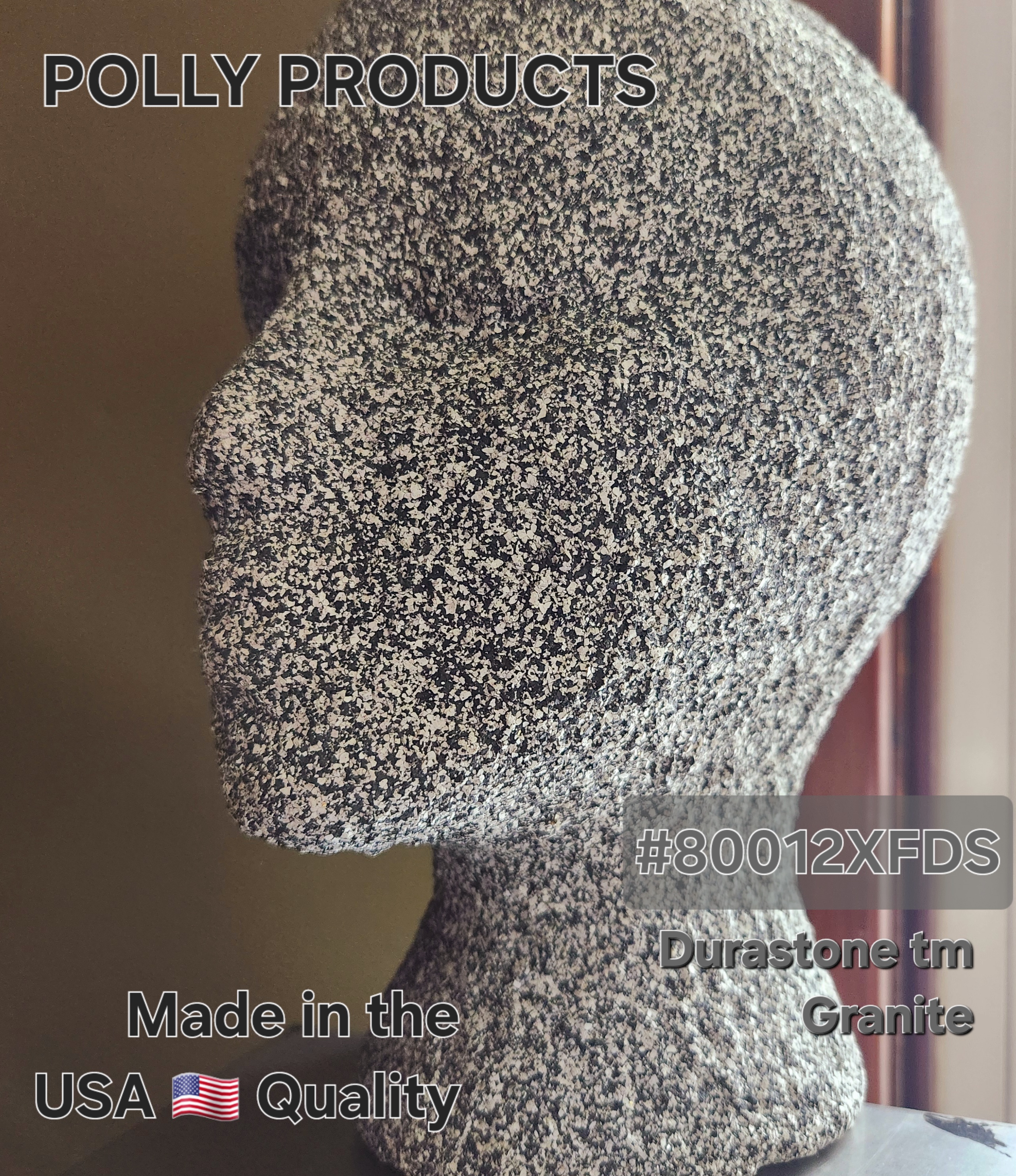 Polly Products 80012XFDS 10 in. Durastone tm Mannequin Head Form. Granite. MADE IN THE USA 🇺🇸 QUALITY 