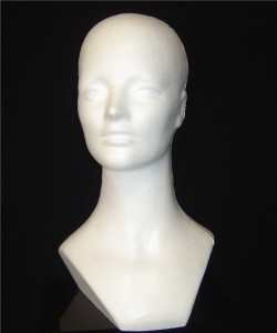 #6176W  15"H UNISEX MANNEQUIN HEAD FORM