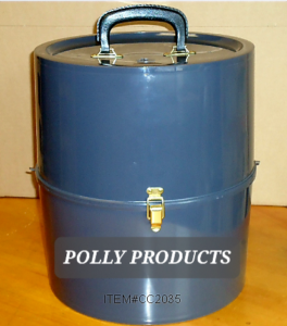 POLLY PRODUCTS COMPANY #CC2035GR HEAVY DUTY PLASTIC CARRY CASE, LARGE ROUND. MADE IN THE USA 🇺🇸 QUALITY 