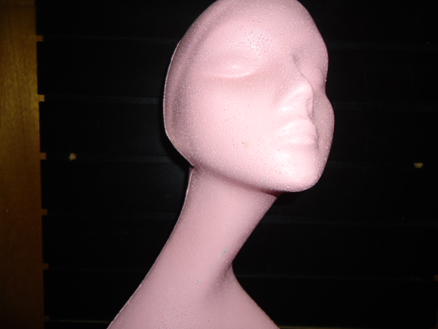 Pink Styrofoam Wig Head Mannequin Breast Cancer Awareness 