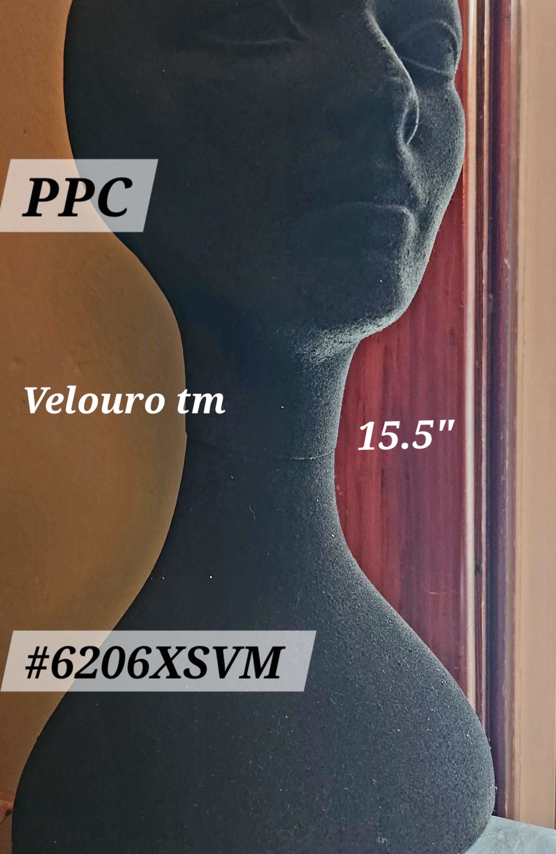 Medium height 15.5" Gray Velouro velvet #6206XSVM PPC. MADE IN THE USA 🇺🇸 
