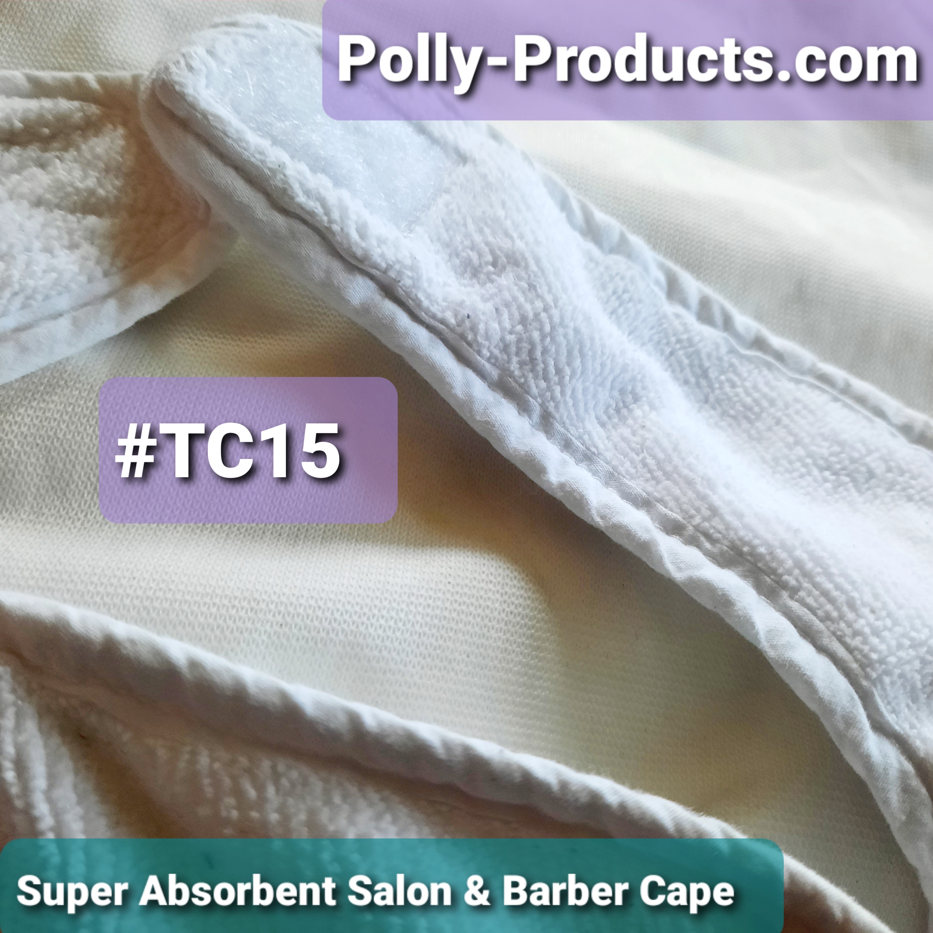 #TC15 POLLY PRODUCTS BRILLIANTE tm BEAUTY AND BARBER PRO tm MEDIUM CAPE WITH UNIQUE DUAL SIDE ABSORBENCY.
