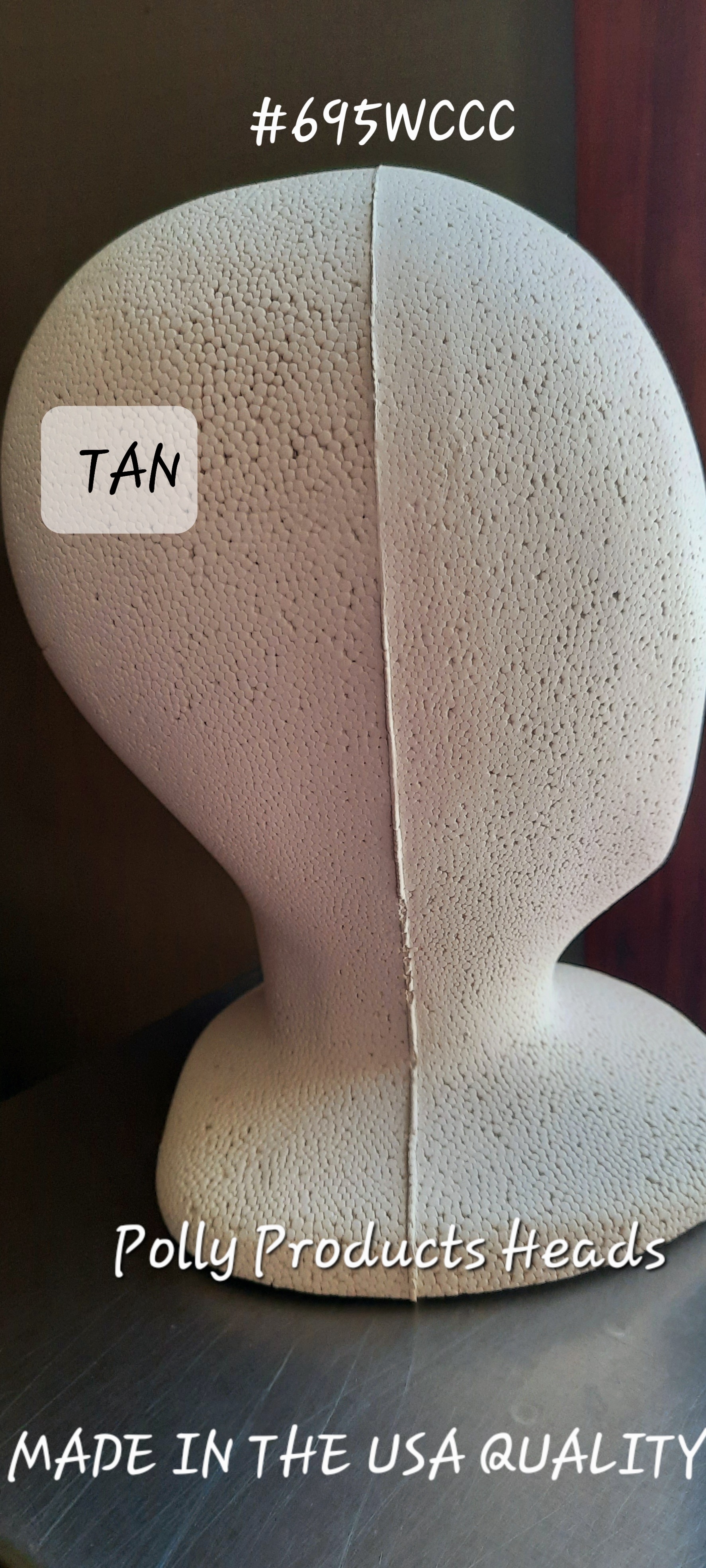 #695WCCC BLANK FACE HEADS BY POLLY PRODUCTS. TAN COLOR-COATED TM. MADE IN THE USA QUALITY 