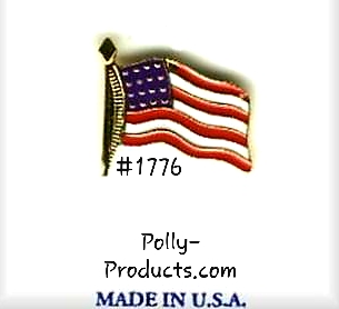 USA FLAG PINS, GOLD PLATED, #1776 FROM POLLY PRODUCTS, 36 PER CARD