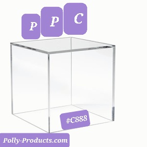#C888 POLLY PRODUCTS COMPANY ACRYLIC DISPLAY CUBE 8" X 8" X 8" CENTERPIECES 