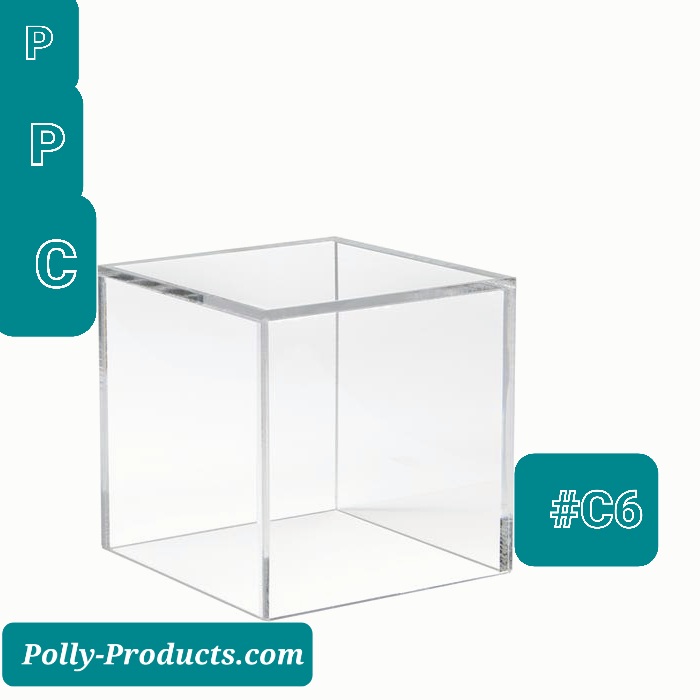 #C6 DISPLAY ACRYLIC CUBE FROM POLLY PRODUCTS. 6" CUBED. 
