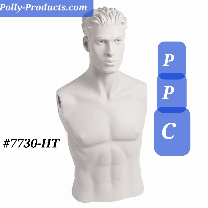 #7730-HT Male Torso with head by PPC / POLLY PRODUCTS COMPANY WITH OPTIONAL SHOULDER AND ARM POSITION ATTACHMENTS