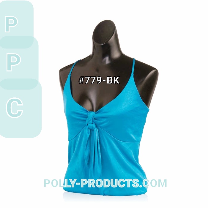 #779-BK FEMALE TORSO. PLASTIC BLACK FULL ROUND FROM POLLY PRODUCTS COMPANY.