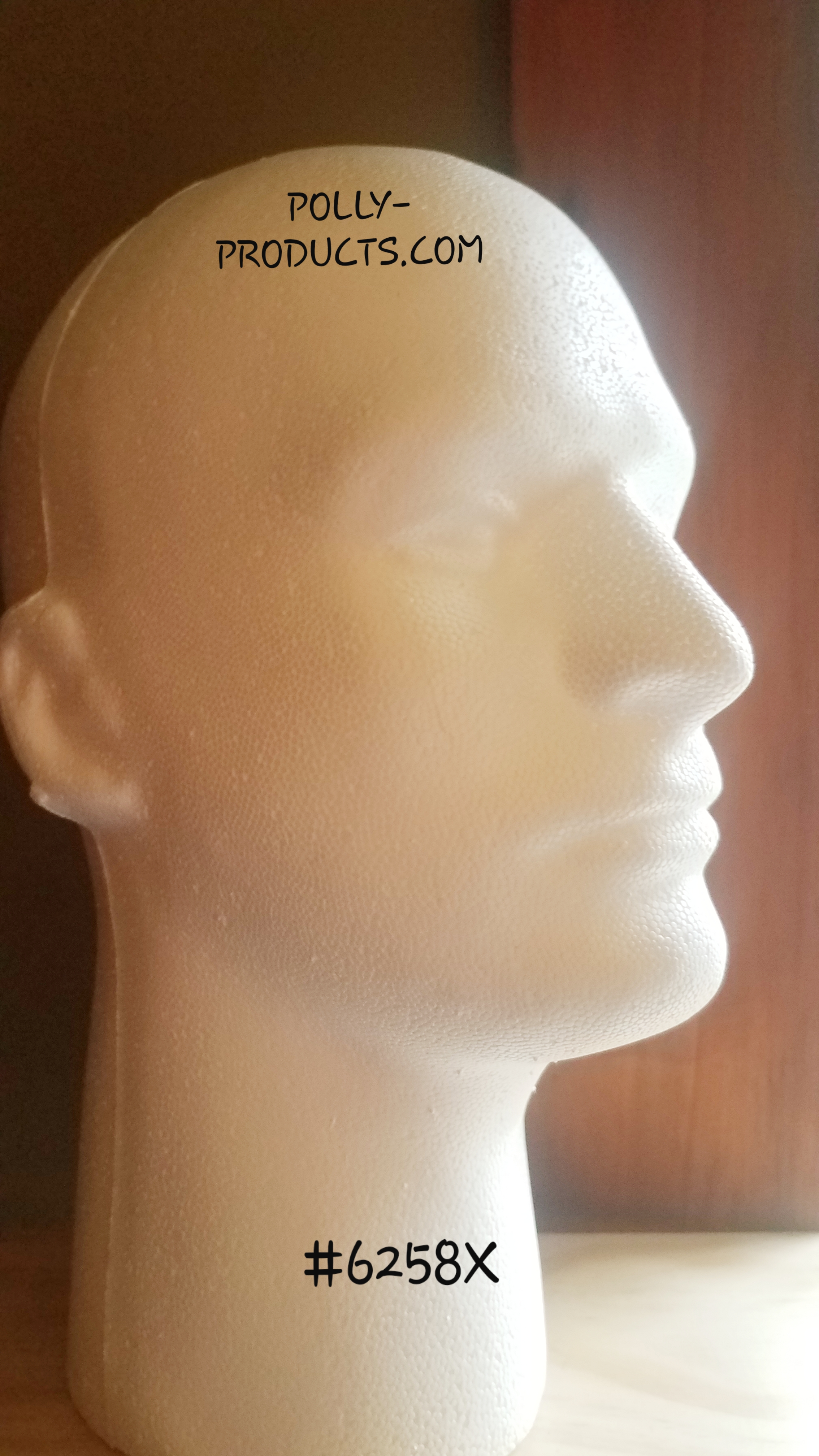 #6258X 12"H MALE MANNEQUIN HEAD FORM BY POLLY PRODUCTS