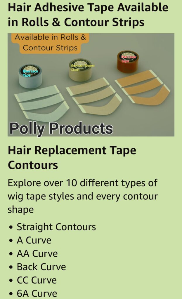 Polly Products Made in the USA Hair system tape