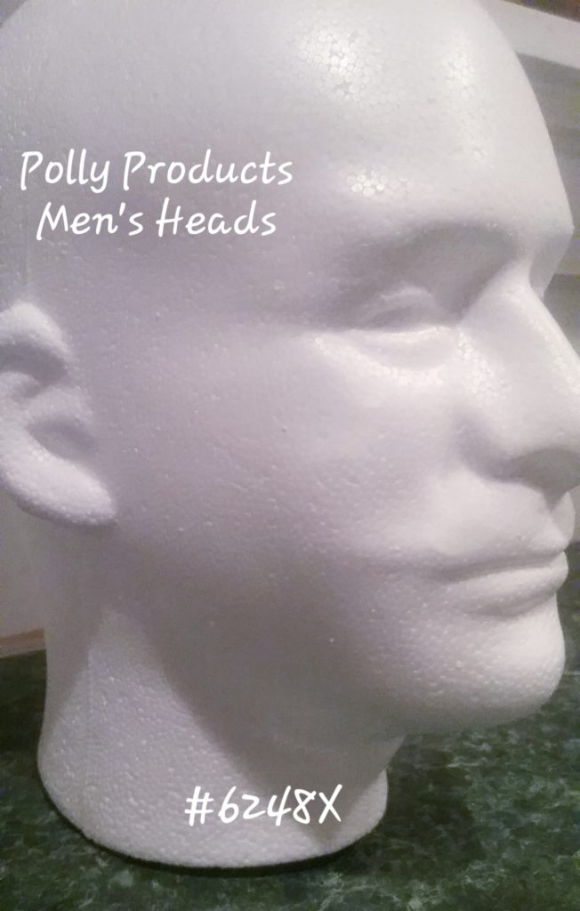 #6248X 10.5"H MALE HEAD FORM BY POLLY PRODUCTS: MADE IN THE USA