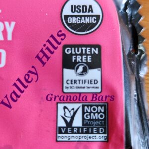 Gluten free Organic non GMO Kate's Granola Bars ftlrom VALLEY HILLS 