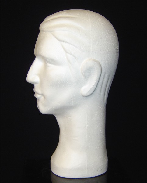#6264X 16"H STYLIZED MALE EURO MANNEQUIN WITH TAPERED/FLARED NECK/BASE: MADE IN THE USA
