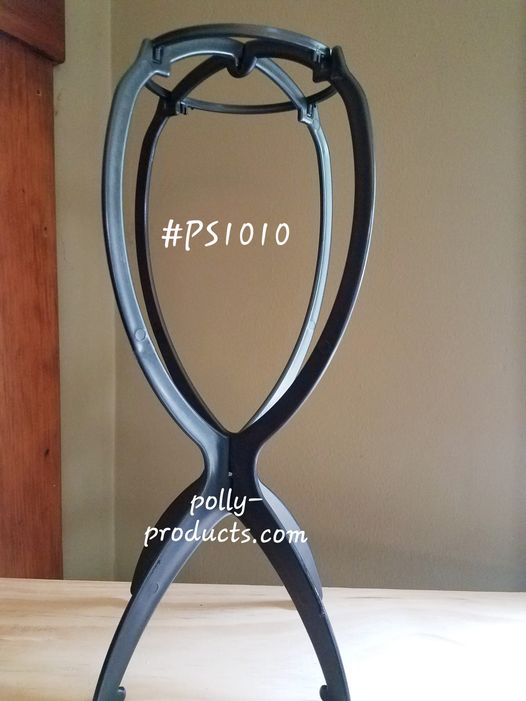 #PS1010 12"H BLACK PLASTIC 3 PC. COLLAPSIBLE WIG & HAT STAND FROM POLLY PRODUCTS