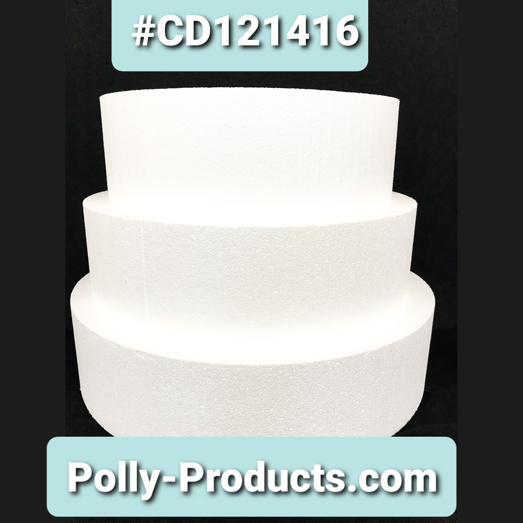 3 LEVEL CAKE BASE / DUMMY, 4" THICK #CDD121416-4 FROM POLLY PRODUCTS COMPANY, MADE IN THE USA ?? QUALITY 