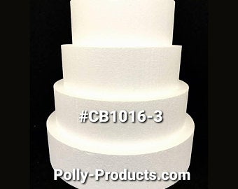 #CB1016-3 CAKE BASES/SETS BY POLLY PRODUCTS. 10", 12", 14", 16", X 3" THICK.