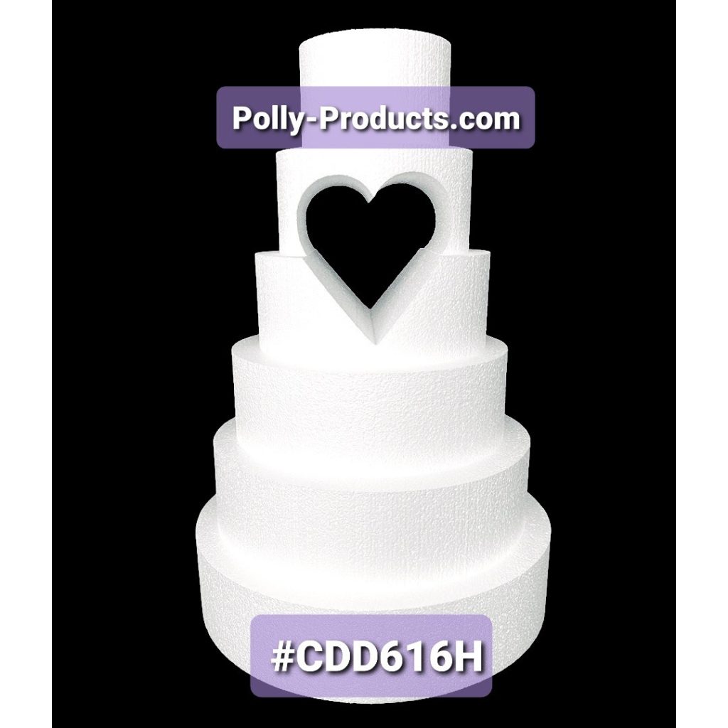 #CDD616H POLLY PRODUCTS MADE IN THE USA 6 LEVEL CAKE BASES/DUMMIES 6" TO 16" WIDE AND 4" THICK