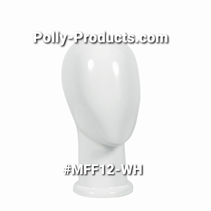 POLLY PRODUCTS FIBERGLASS HEAD FORM #MFF12-WH WHITE, 12"H 