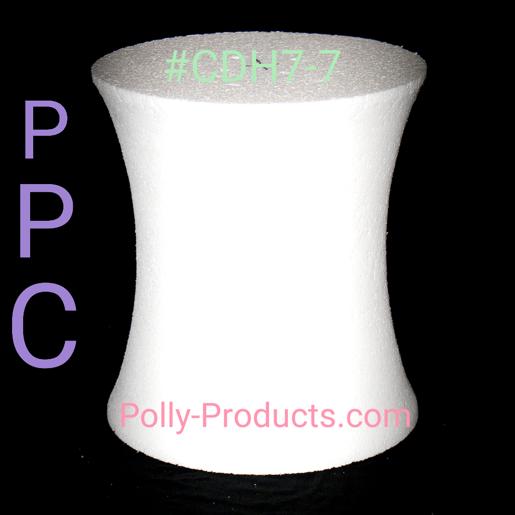 #CDH7-7 CAKE BASE/CENTERPIECE WITH HOURGLASS DESIGN, 7" X 7". MADE IN THE USA. POLLY PRODUCTS COMPANY 