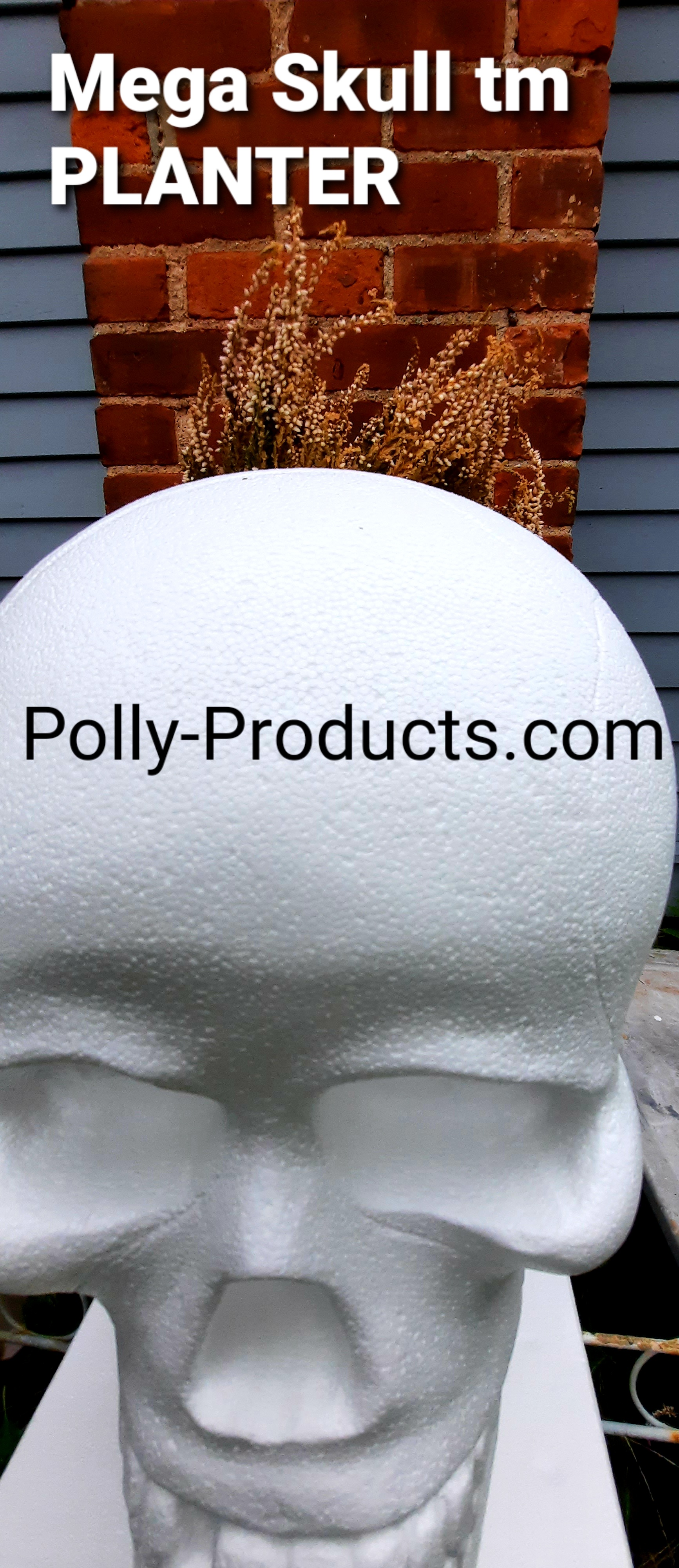 MEGA-SKULL tm PLANTER BY POLLY PRODUCTS COMPANY. MADE IN THE USA. 20"H X 12" W #SKULL-PL 