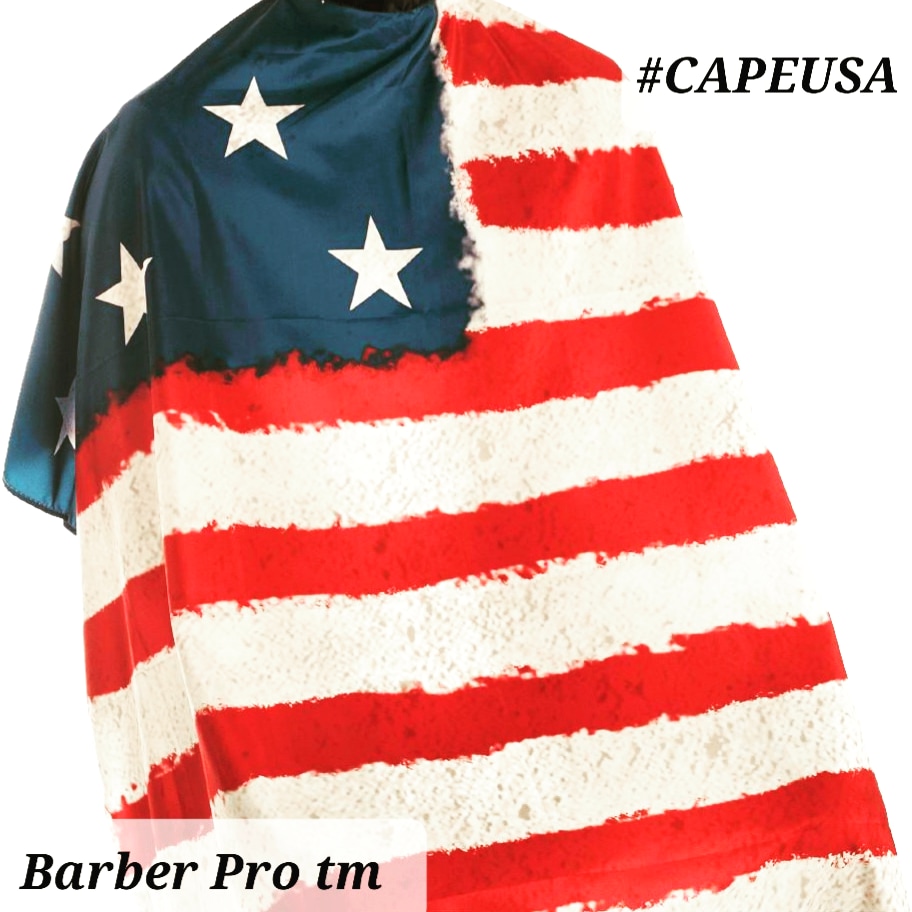 PPC BARBER PRO tm #CAPEUSA, 60" x 45" AMERICAN FLAG CAPE
