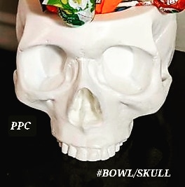 PPC CRYPTICS #BowlSkull. MADE IN THE USA PLASTER SKULL. 7.75" X 4"