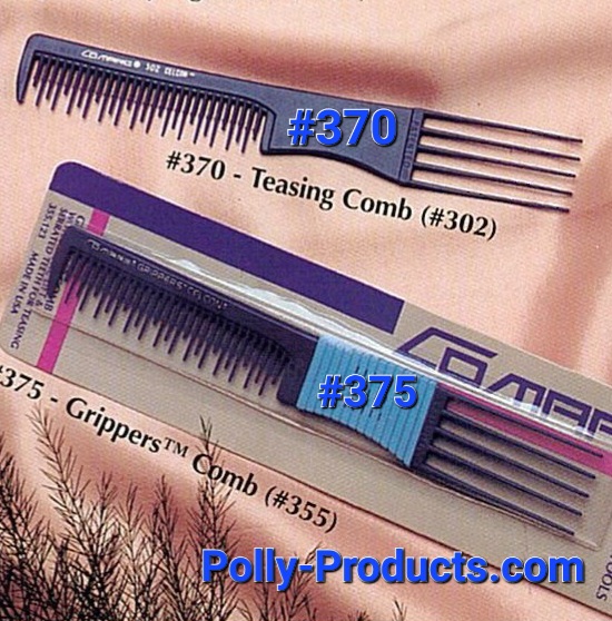 Polly Products Comare Pick Combs #370 and #375 WITH SERRATED DIFFERENT LENGTH TEETH AND GRIPPER HANDLE (#375)