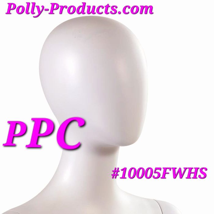 #10005FWHS FEMALE PPC ABSTRACT FACE MANNEQUIN. White Fiberglass 