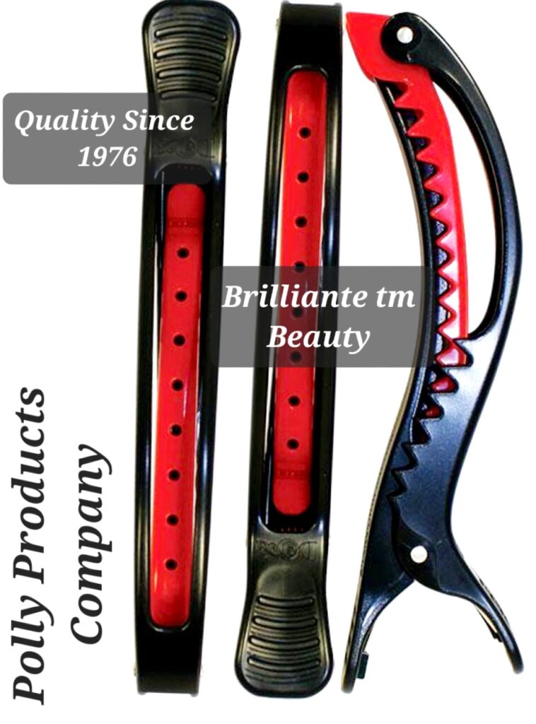 #HCE4875 Jumbo Salon Hair Clips. 4 3/4" Red & Black and Red. Brilliante Beauty/Polly Products Company 