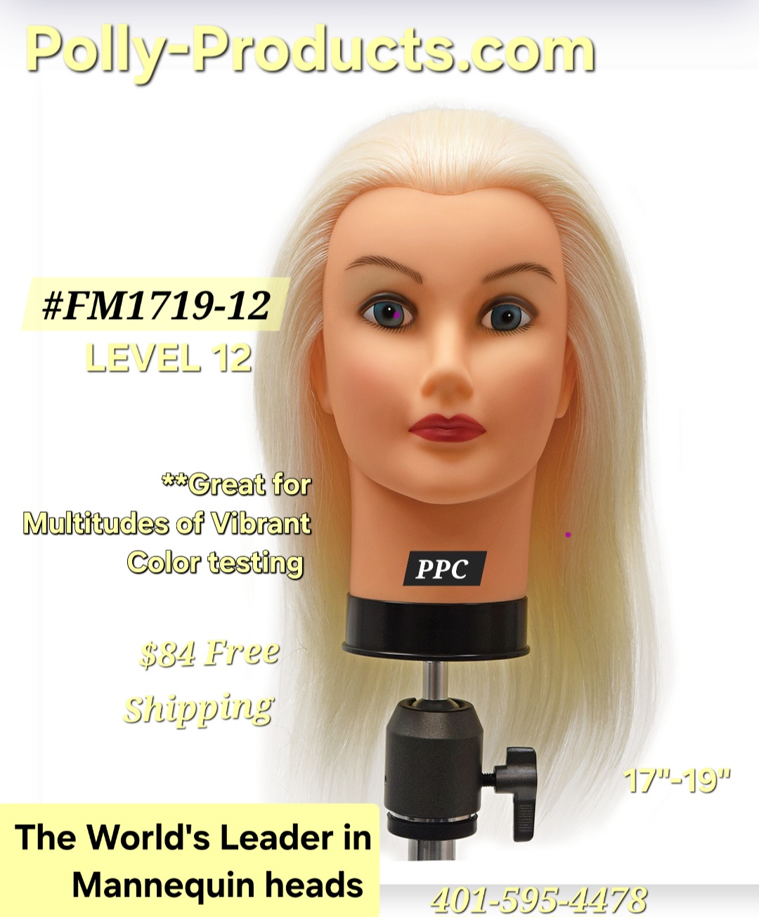 #FM1719 12 Blonde 17-19 in. Practice Mannequin Head